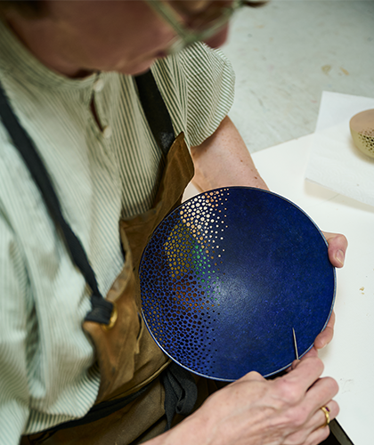 The Garnered - Ane Christensen Ultra Marine Shallow Crumbling Bowl The Garnered Thumbnail