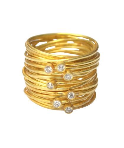 The Garnered - Disa Allsopp 18 K Gold Spaghetti Ring With 7 3 Pt Diamonds 420 X 500 Px