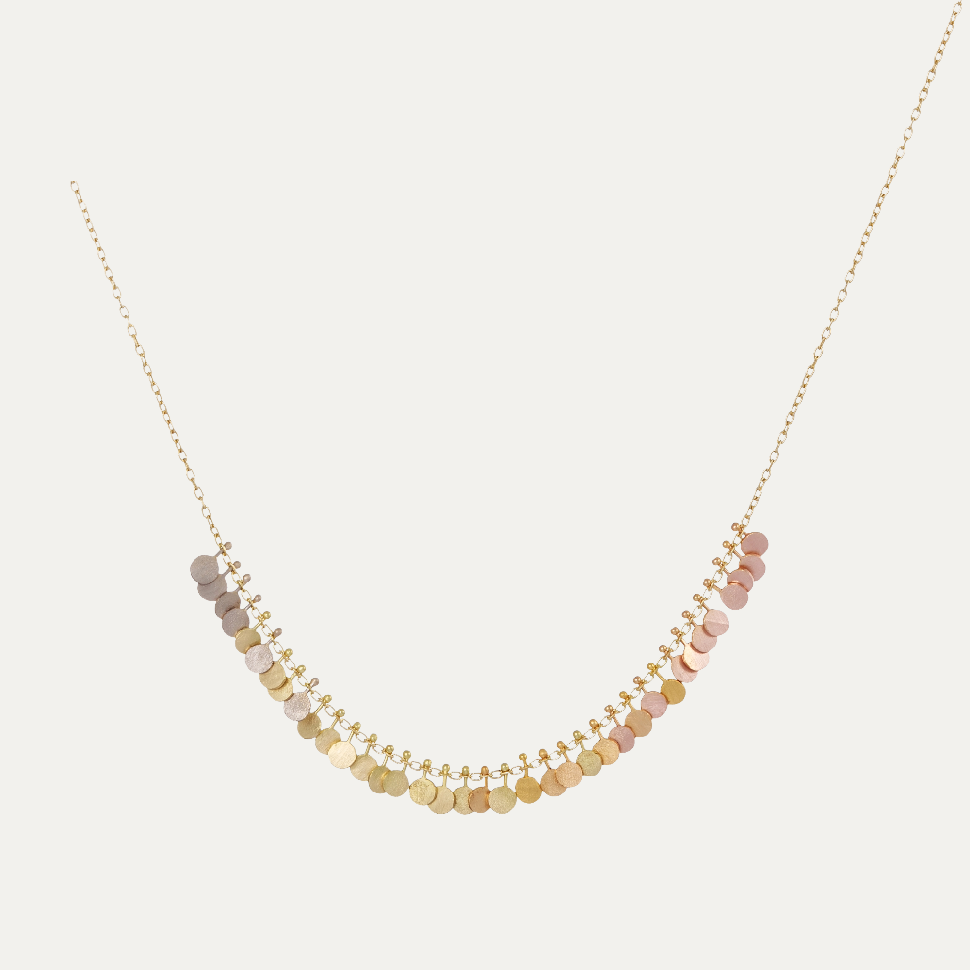 Rainbow Gold Tiny Dots Arc Necklace - Remove Background Project 3
