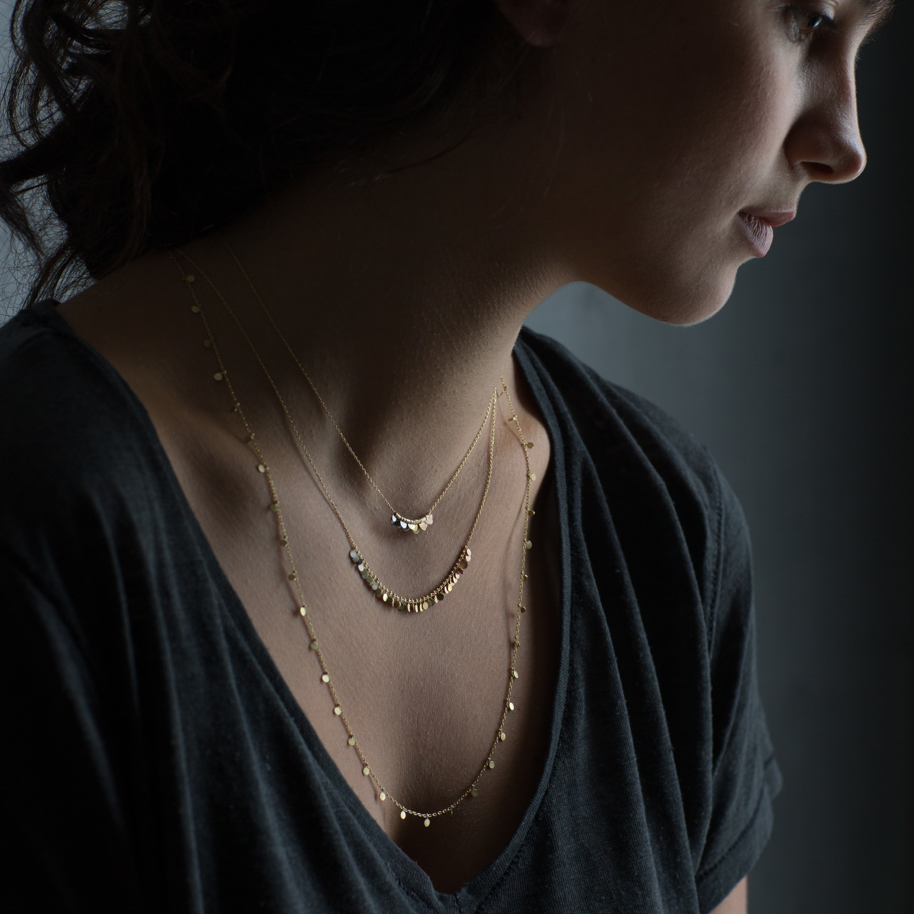 Rainbow Gold Tiny Dots Arc Necklace - Sia Taylor Dn355 Y Rainbow Gold Tiny Dots Arc Necklace M