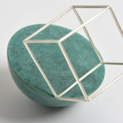 Cube Bowl with Sterling Silver Wire - Medium - Ane Christensen Cube Bowl Verdigris The Garnered Object